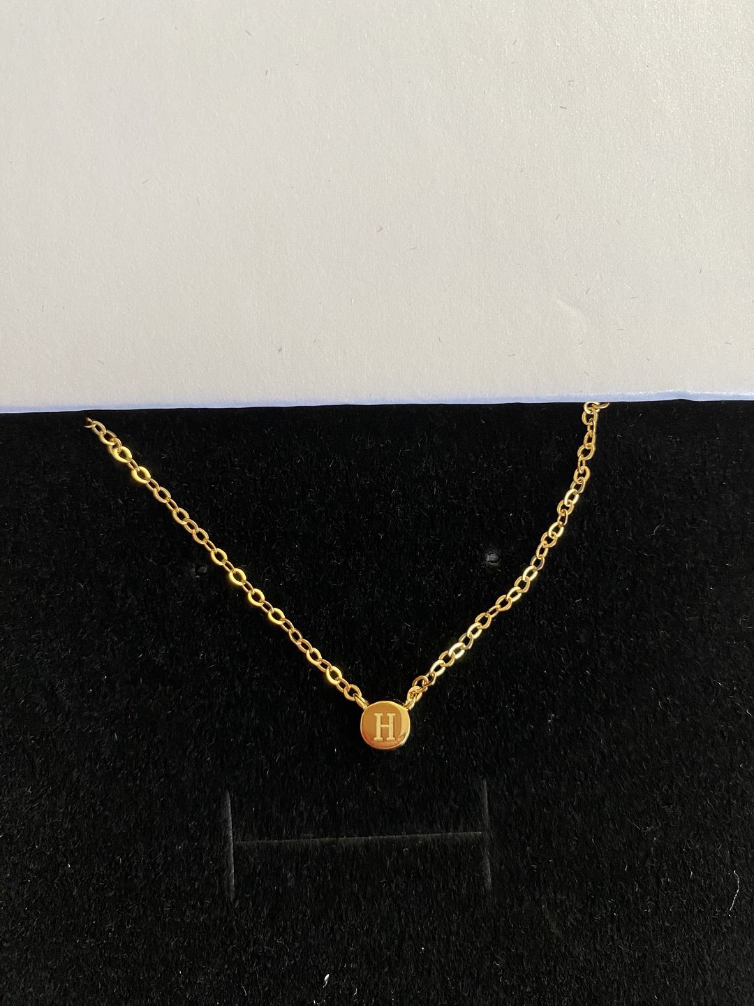Customer photo review of Initial Letter Dot Necklace