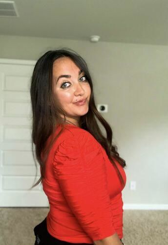 Customer photo review of Brigitte Brianna Ruched Sleeve Top