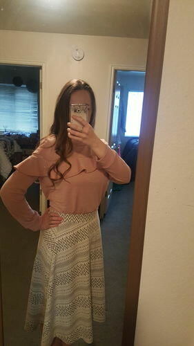 Customer photo review of Brigitte Brianna Ruffle Sweatshirt