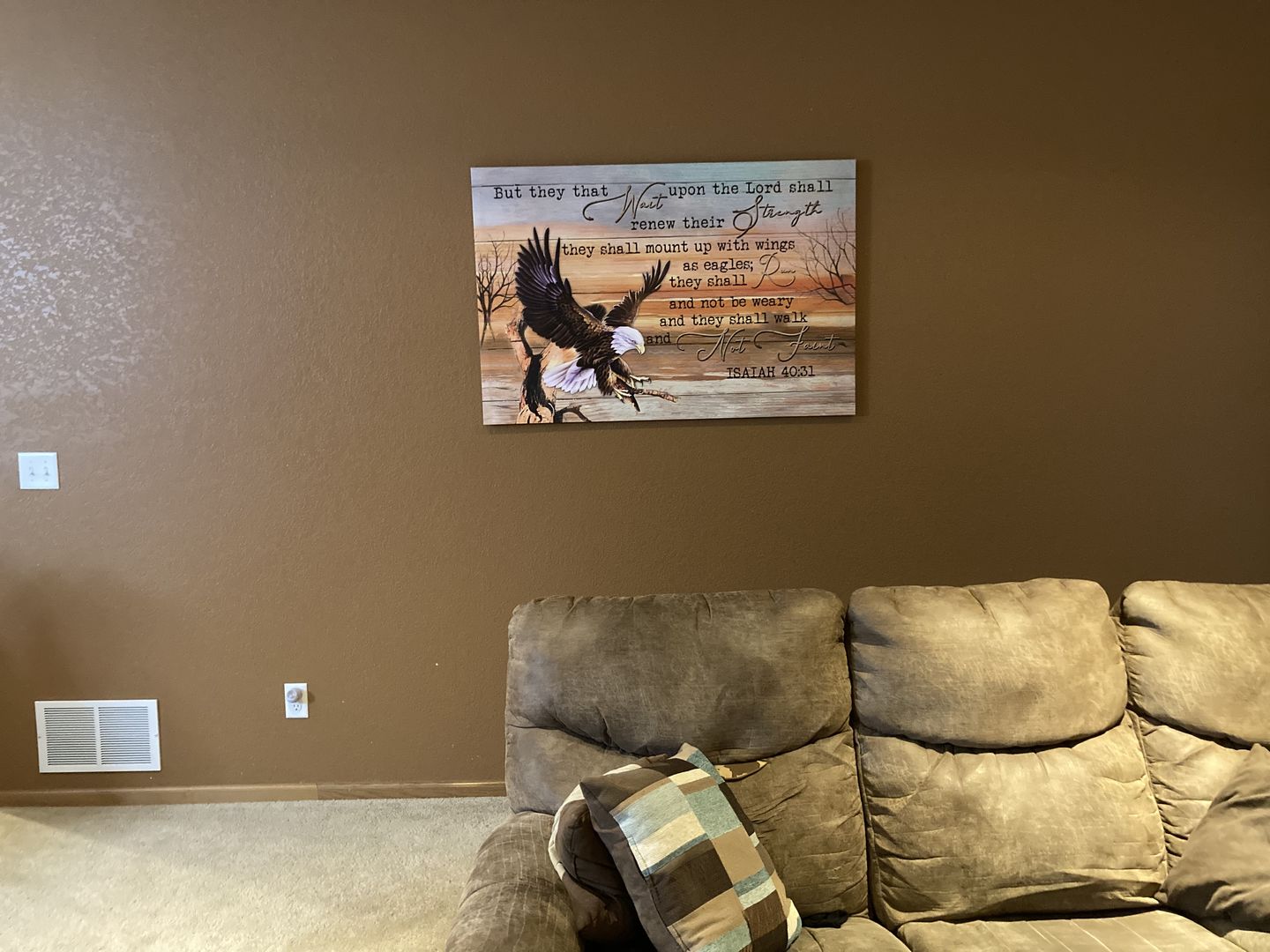 Customer photo review of Eagle Wingspan, They that wait upon the Lord Isaiah 40:31 Christian wall art canvas print