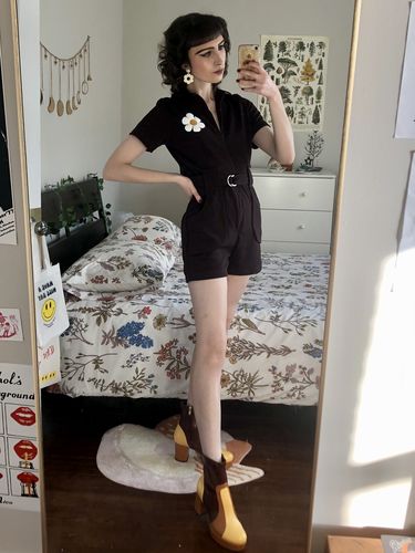 Customer photo review of Flower Power Romper in Chocolate