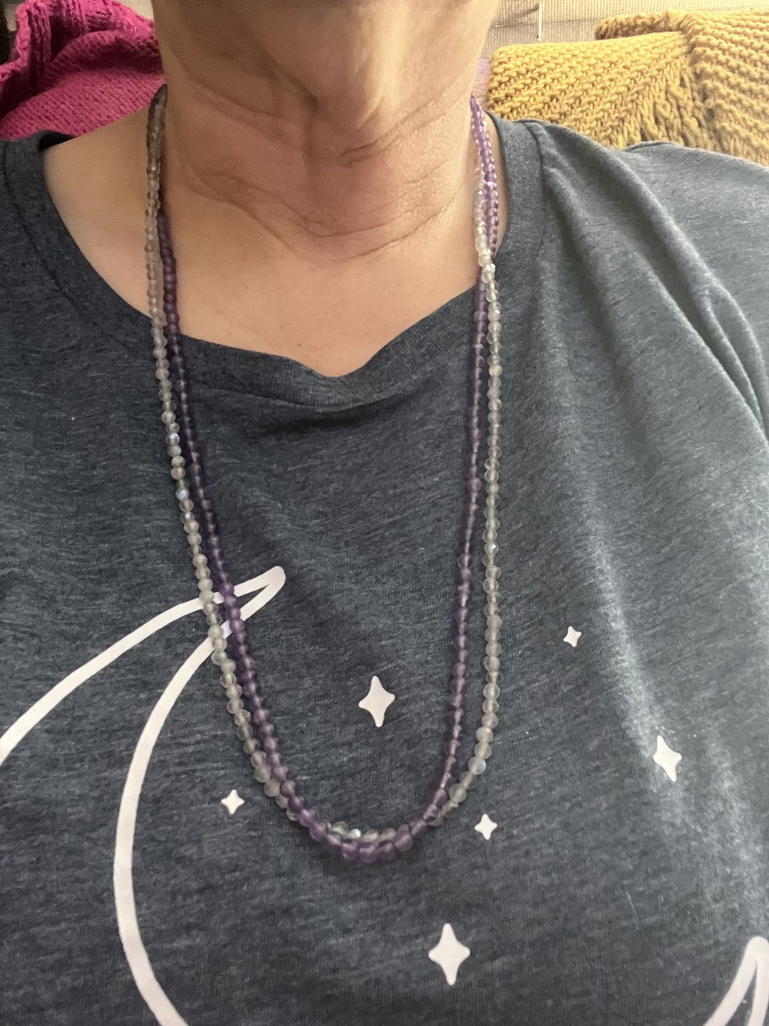 Customer photo review of Amethyst Stress Relief Wrap Bracelet - Matte Rustic Version