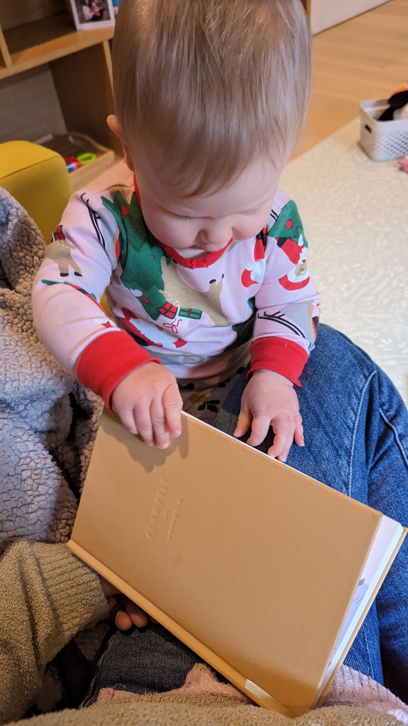 Customer photo review of Childhood History Journal - Sage Green Linen