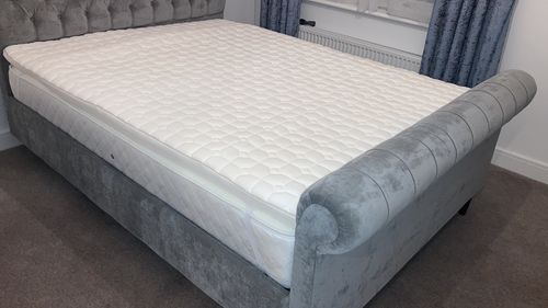 Customer photo review of Plano Soft Grey Naple Chesterfield Sleigh Bed Frame