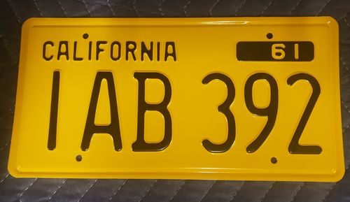 Customer photo review of 1961 CALIFORNIA LICENSE PLATE 6"x12" (156.5mm x 305mm)