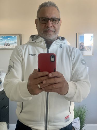 Customer photo review of Honda Motor Full Zip Fleece Hoodie - White