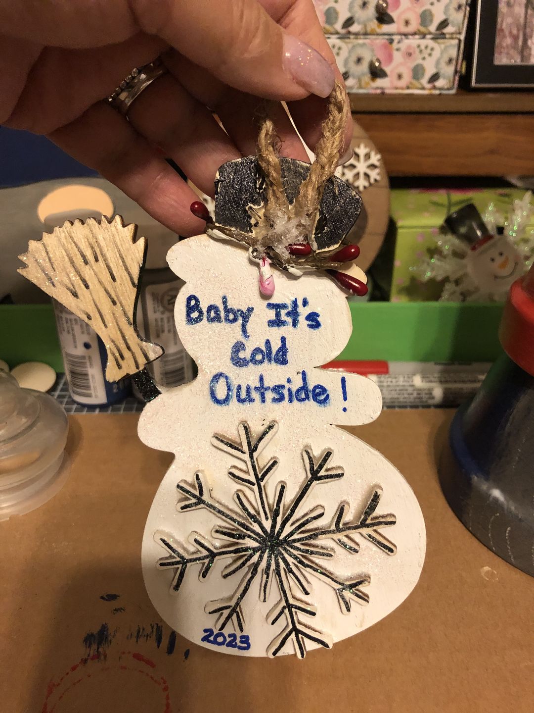 Customer photo review of Unfinished Wood Snowflake Shape - Winter Decor - Craft - up to 24" DIY
