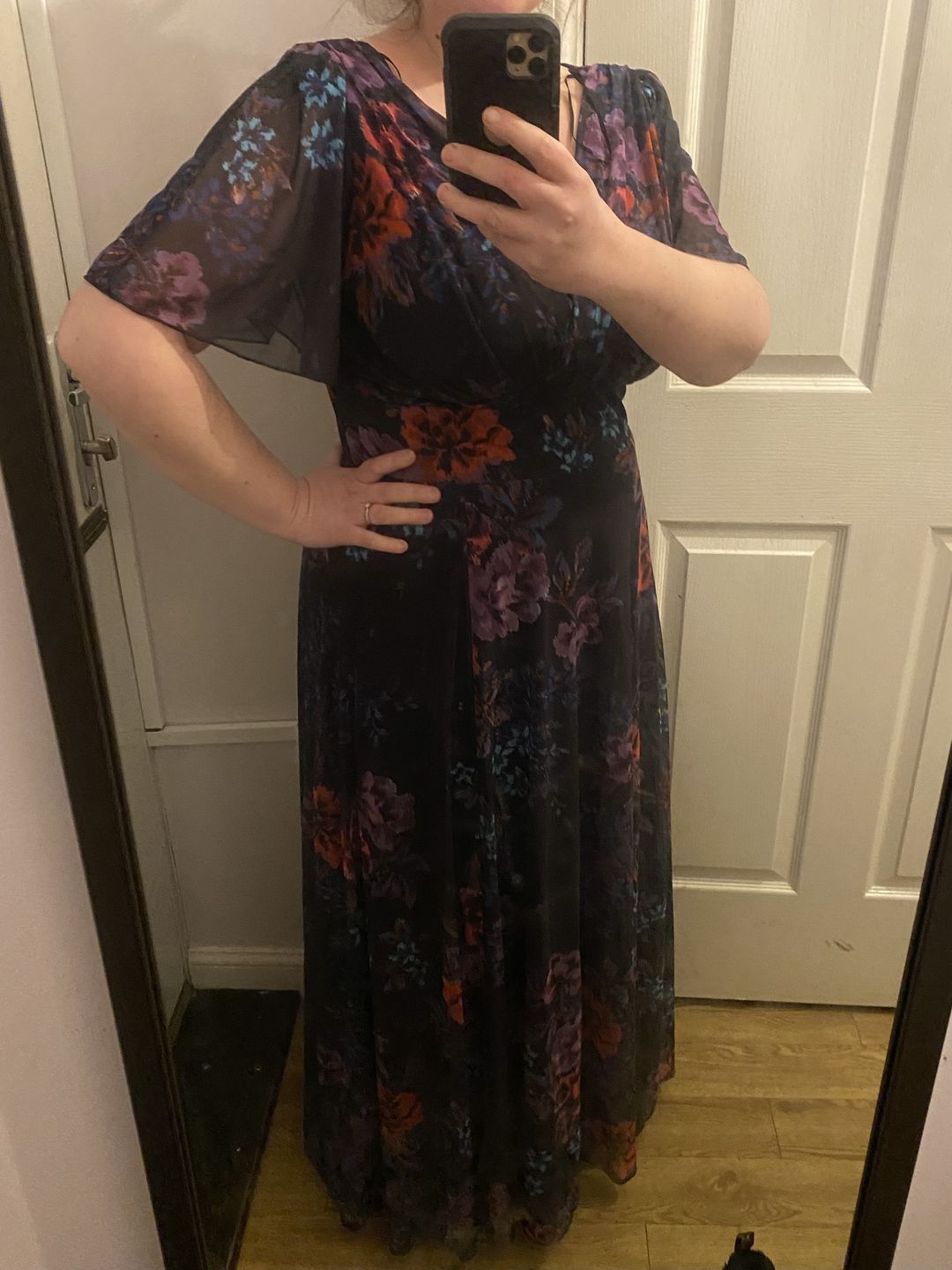 Customer photo review of Isabelle Navy Amethyst Float Sleeve Maxi Dress