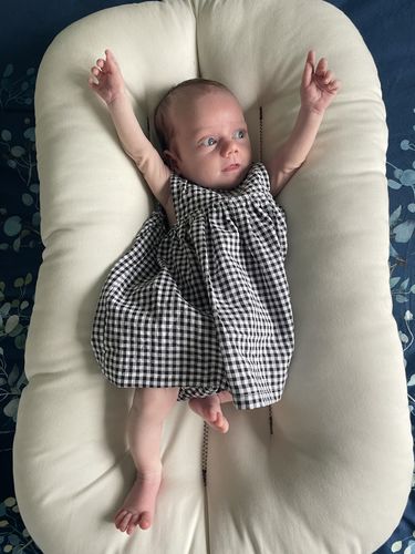 Customer photo review of Linen Singlet Dress - Black Gingham