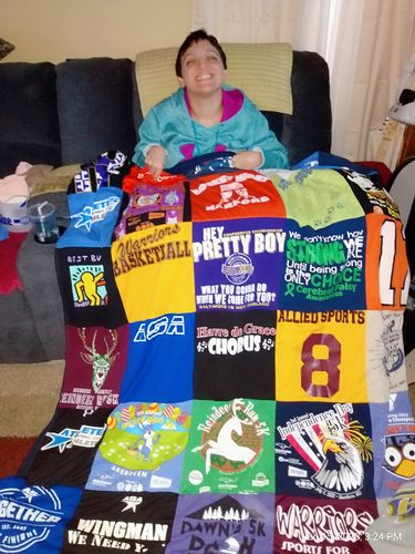 T-shirt quilt featuring warriors by Hope from MD
