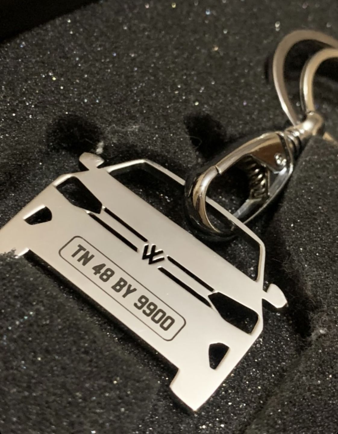 Customer photo review of Personalised Number Plate Car Keychain