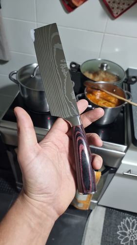 Customer photo review of "Imperial" Collection - Premium Japanese Kitchen Knife Set with Damascus Pattern