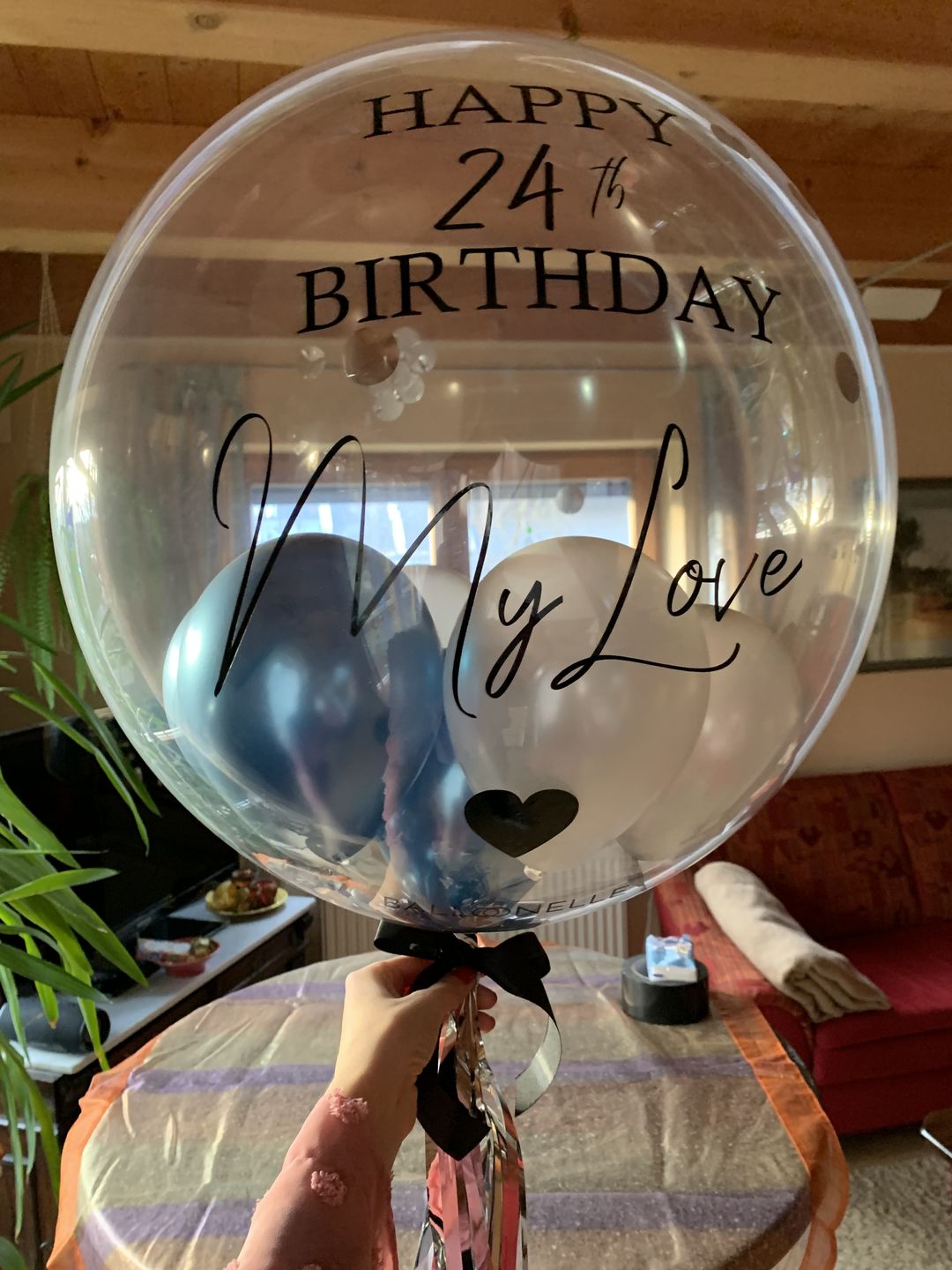 Customer photo review of Blue Silver Love Designer Ballon