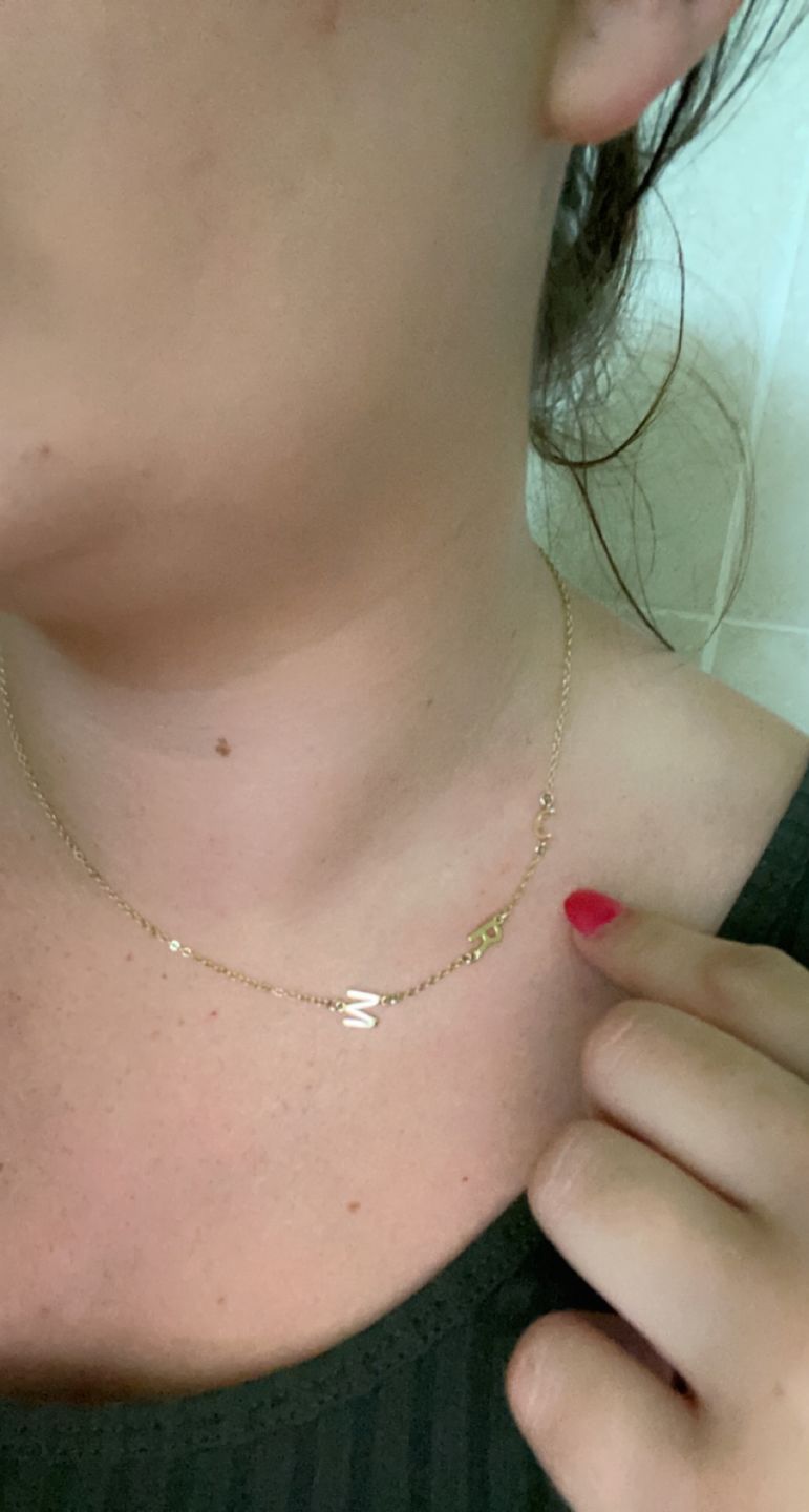 Customer photo review of Sideways Initial Letter Necklace