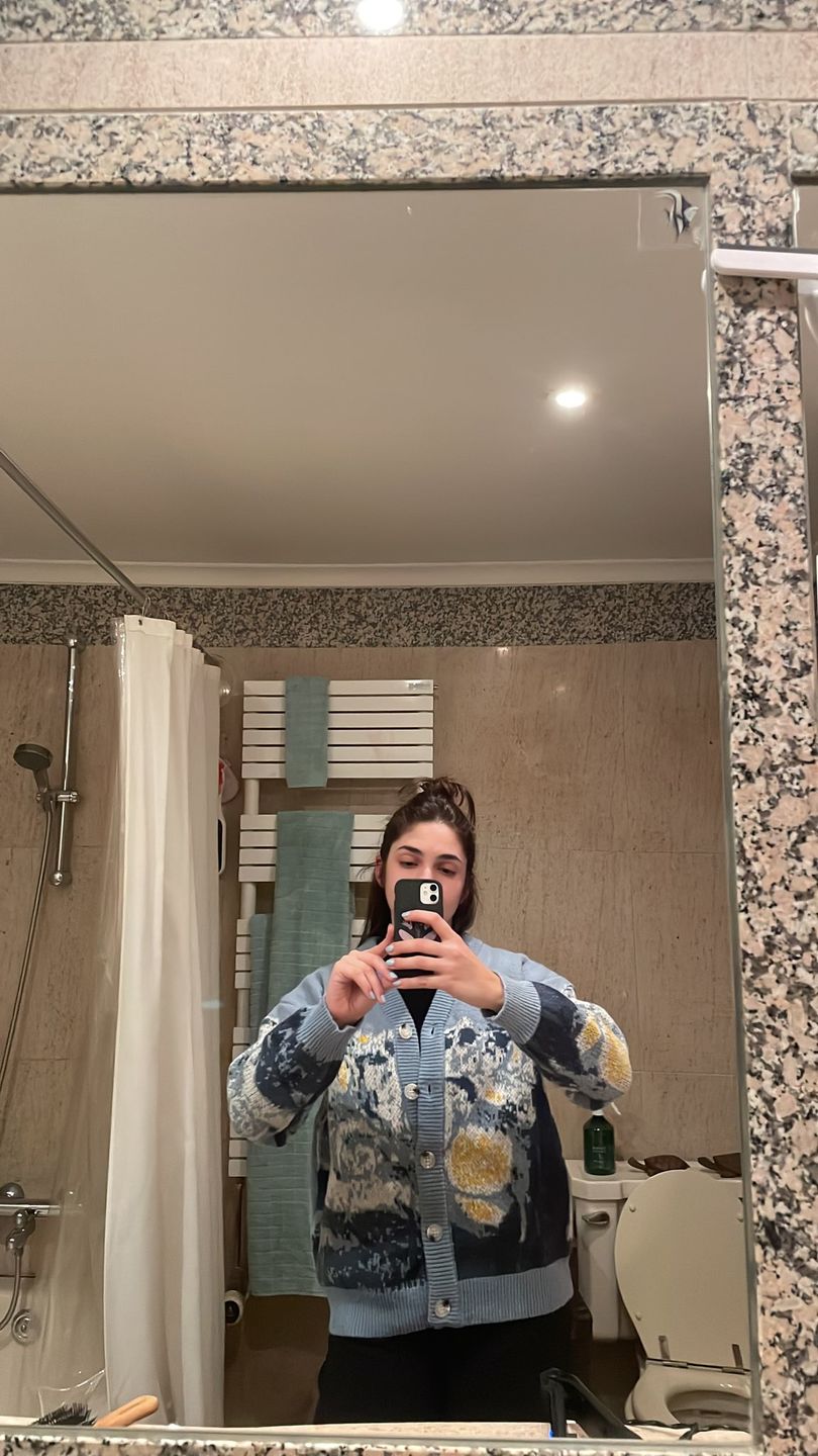 Customer photo review of Van Gogh Starry Night Knitted Cardigan sweater