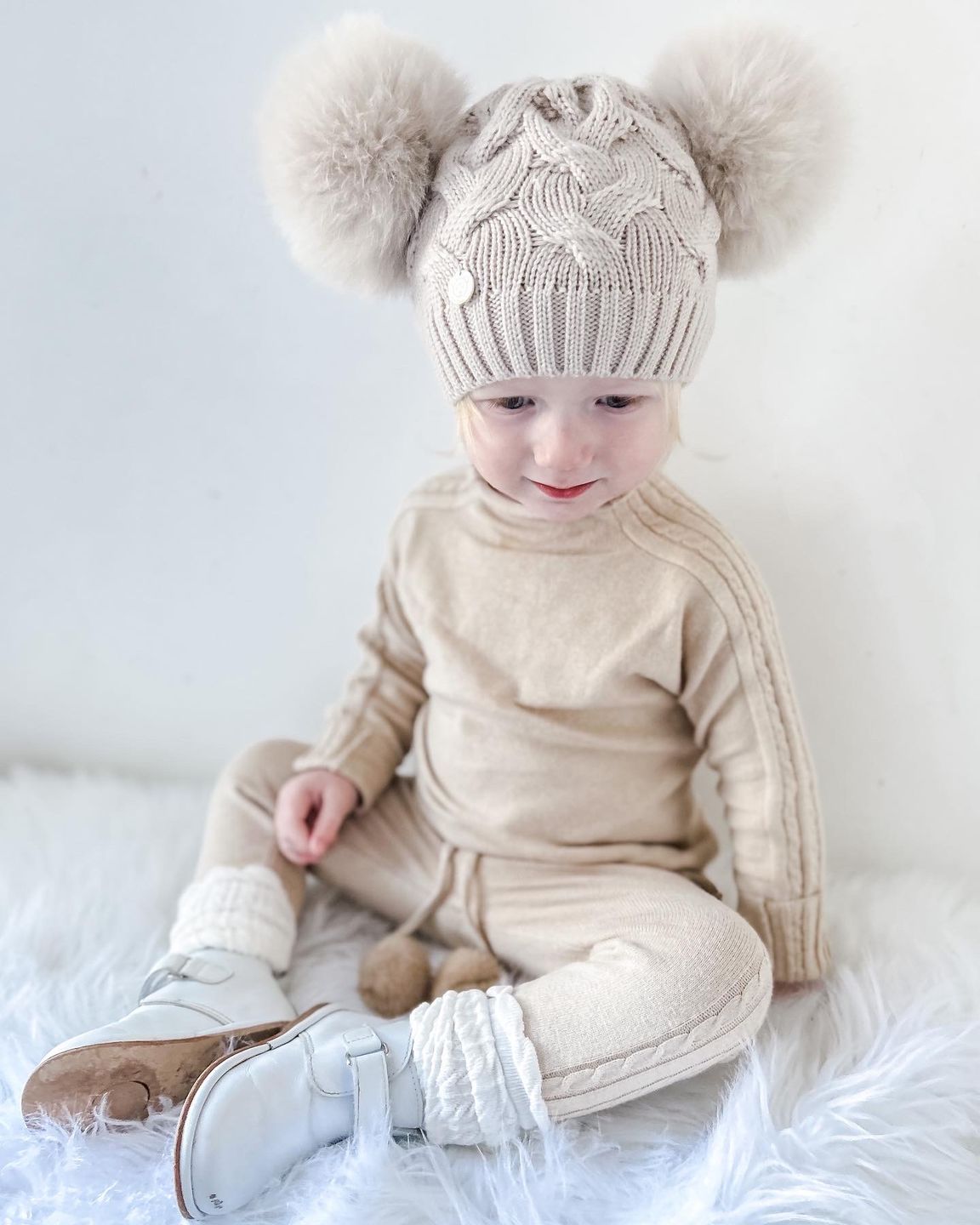 Customer photo review of Oatmeal Cableknit Top and Pants Set