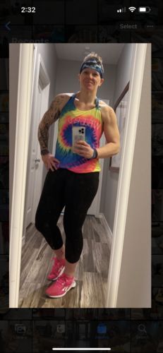 Customer photo review of Ladies “WEIRDO” Racerback Tank