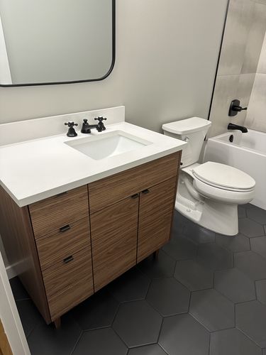 Customer photo review of Austin 36" American Black Walnut Bathroom Vanity, Right Sink