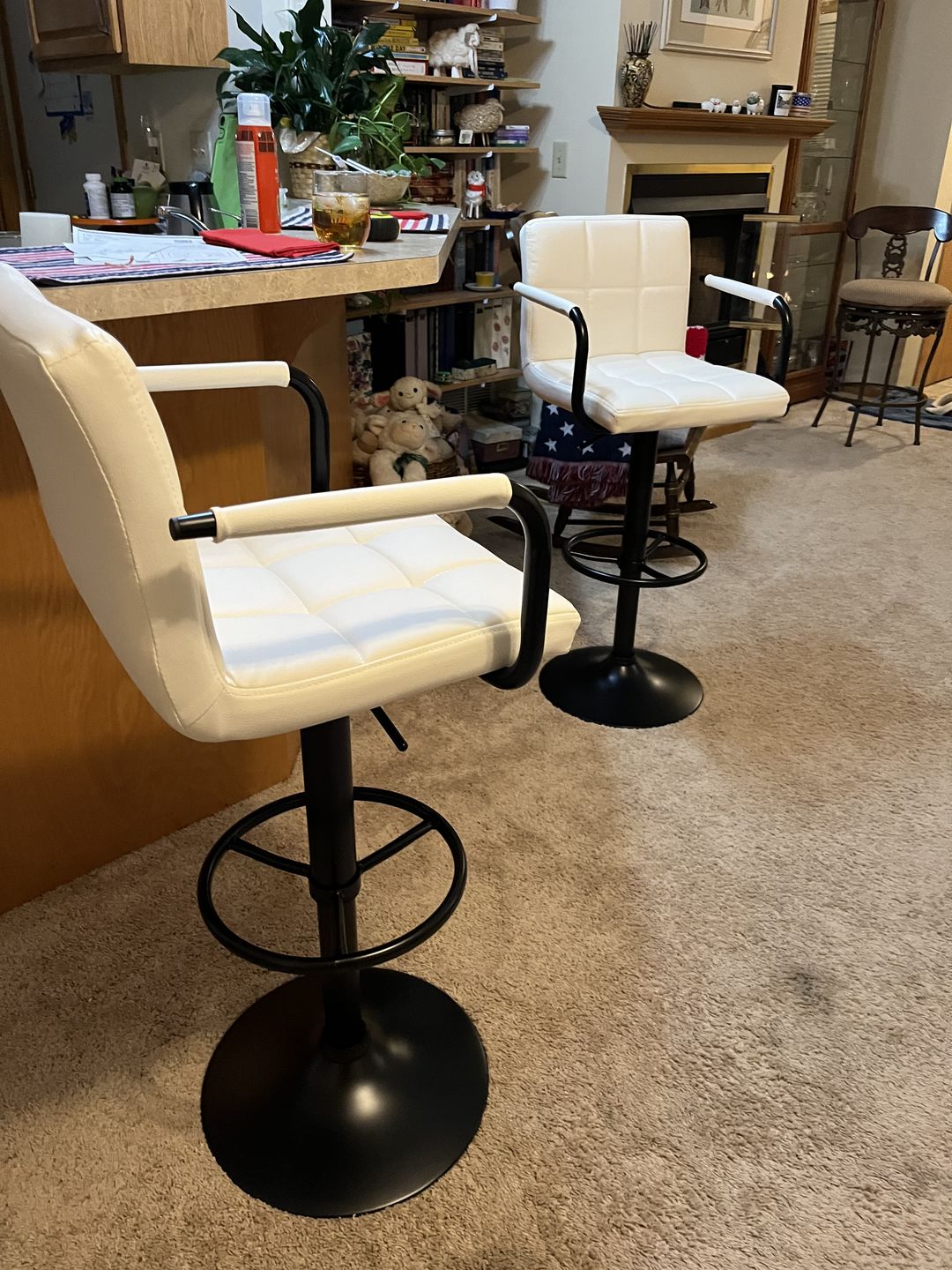 Customer photo review of Adjustable Square Bar Stools with Arm Rest (Set of 2)