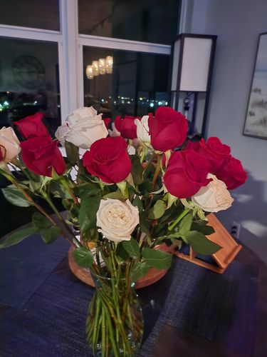 Customer photo review of White & Red Bouquet