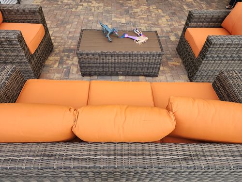 Customer photo review of Tuscany 4 Piece L Outdoor Patio Conversation Sofa Set in Brown