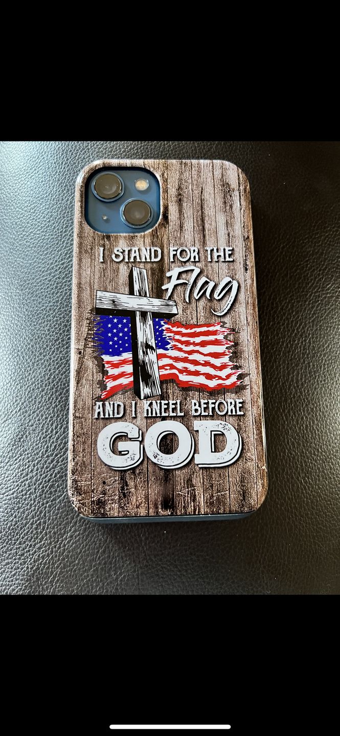 Customer photo review of I stand for the flag and I kneel before God phone case