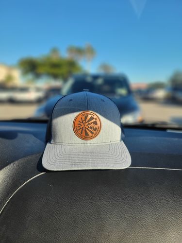 Customer photo review of Custom Leather Patch Trucker Hat - Richardson 112