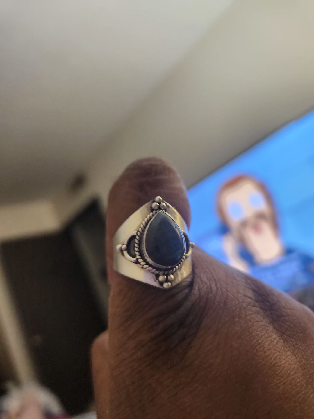 Customer photo review of Teardrop Labradorite Ring Sterling Silver