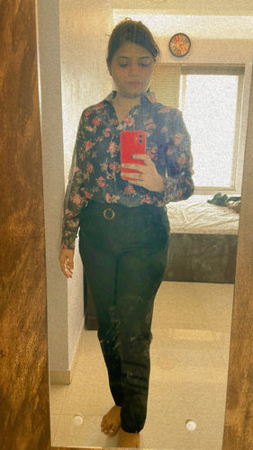Customer photo review of Chanderi Collared Floral Shirt - Grey