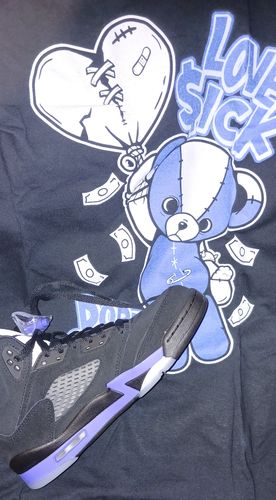 Customer photo review of Jordan 5 Racer Blue DopeSkill Sweatshirt Bear Steals Sneaker Graphic