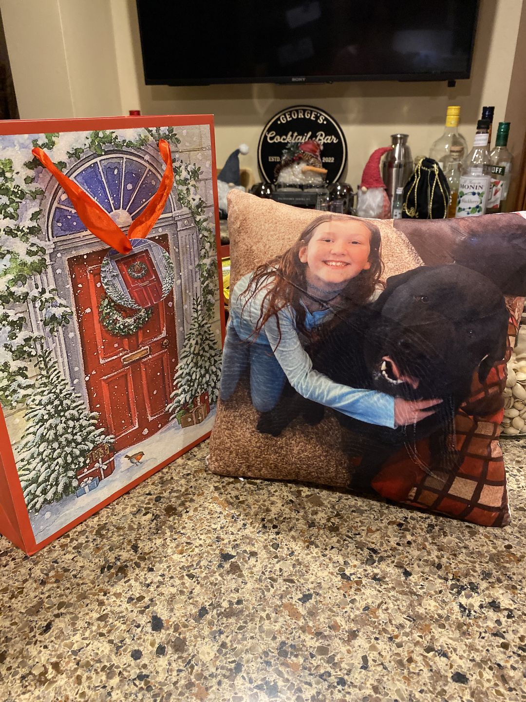 Customer photo review of Custom Photo Pillow with Your Dog Photos, Print Pet Photo on Pillow