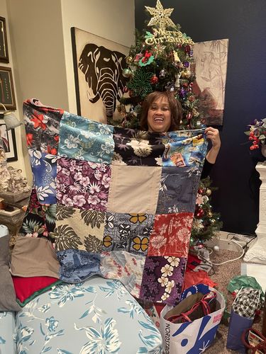T-shirt quilt with sewing, crafts themes by Rachel from CA
