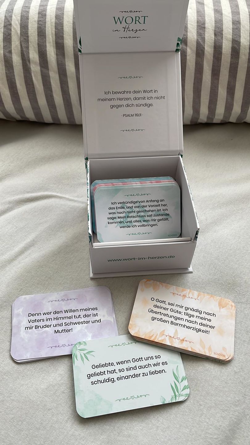 Customer photo review of Wort im Herzen · Basis-Set mit 48 Lernkarten · Bibelverse