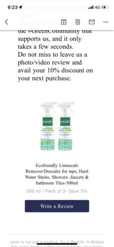 Customer photo review of Ecofriendly Limescale Remover/Descaler for taps, Hard Water Stains,  Showers ,faucets & bathroom Tiles-500ml
