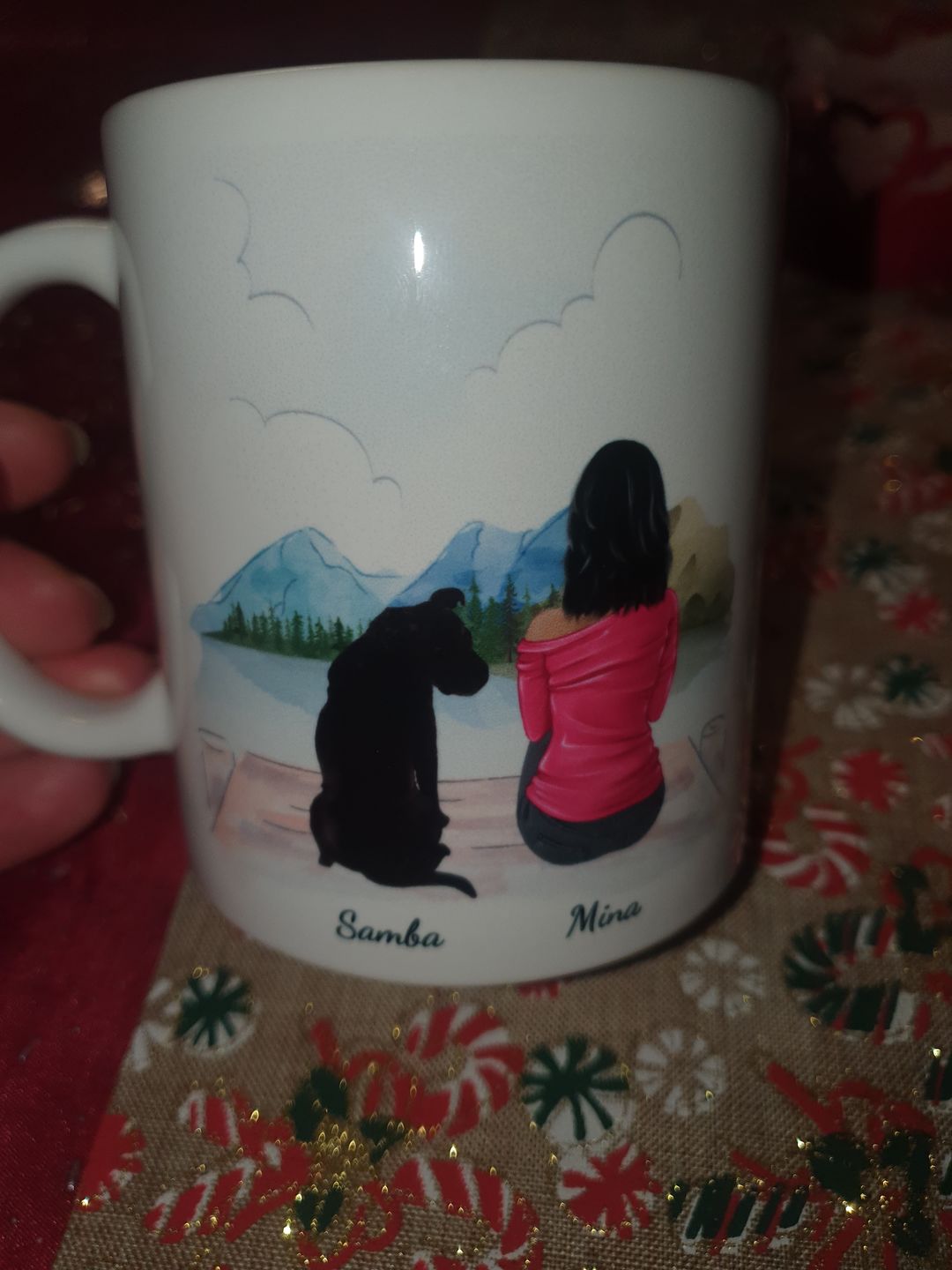 Customer photo review of Femme avec chien - Mug personnalisé