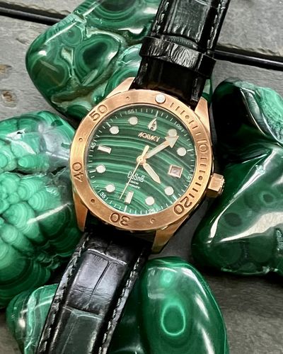 Customer photo review of Aquacy Bronze CuSn8 Men's Malachite Watch Automatic with Leather  200M