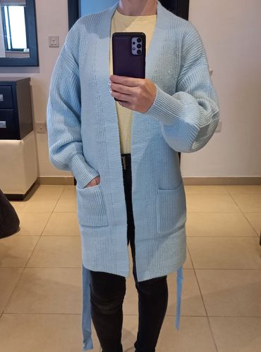 Customer photo review of Davina Sky Blue Soft Cardigan