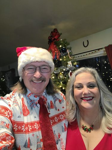 Customer photo review of Men's Holiday Striped Long Sleeve Vacation Cute Gnome Christmas Shirt