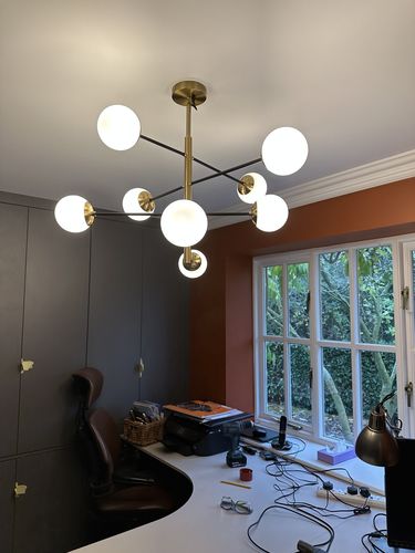 Customer photo review of Brass Sputnik Modern Linear Chandelier