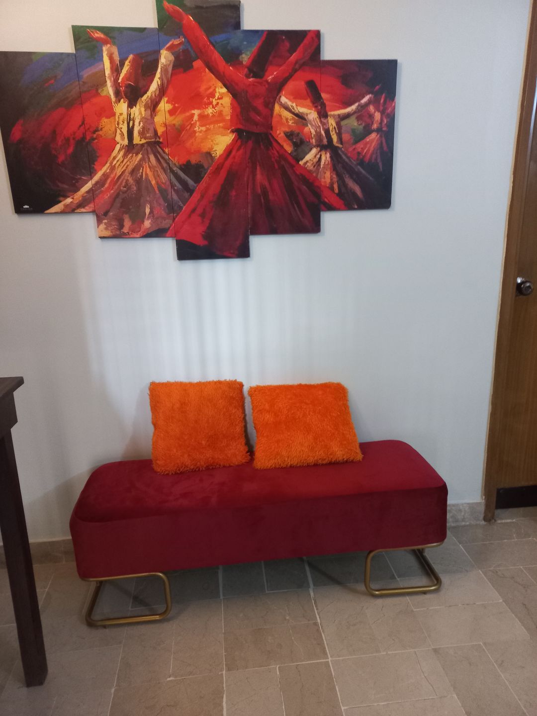 Customer photo review of Luxury 3 Seater Bedroom Steel Stool -984