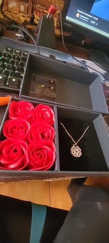 Customer photo review of Clover Hearts Necklace Rose Box Set in 18K Gold Plating