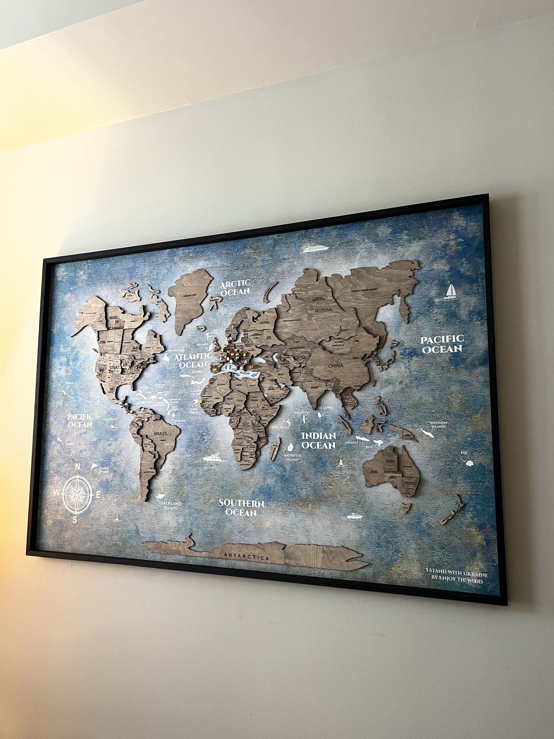 Customer photo review of 3D Wooden Panel World Map Terra