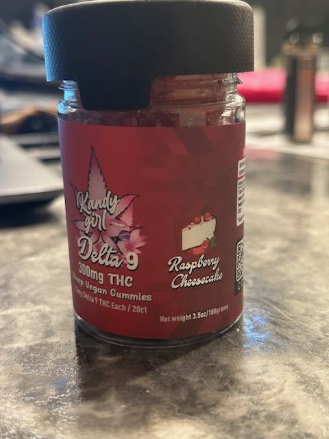 Customer photo review of Delta 9 THC Gummies Raspberry Cheesecake 300MG