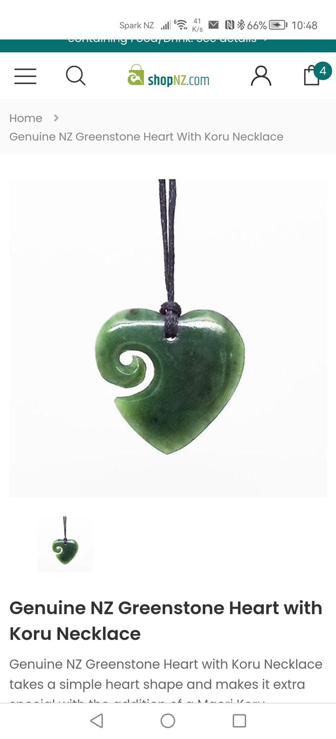 Customer photo review of Genuine NZ Greenstone Heart with Koru Necklace