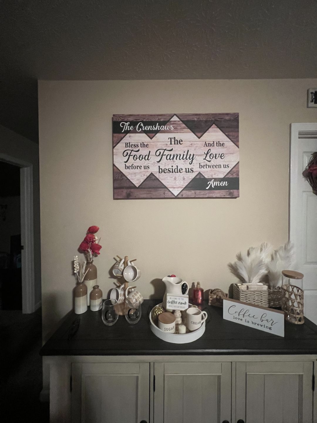Customer photo review of Personalized "Bless The Food Family Love" Premium Canvas