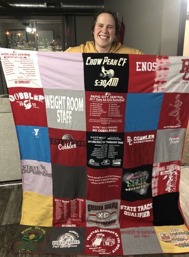 T-shirt quilt featuring rapid city central high school cobblers basketball by dotty from SD