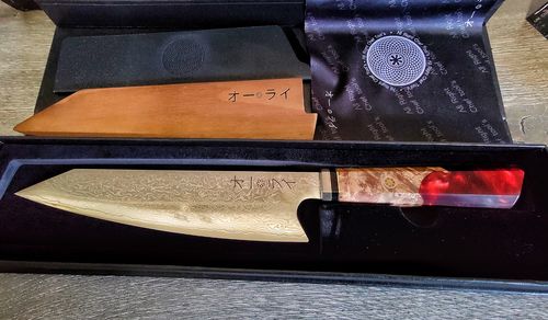 Customer photo review of Cuchillo Kiritsuke Acero Damasco Japonés