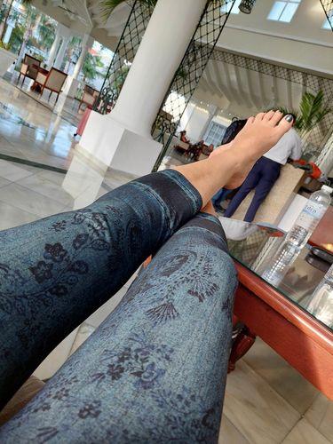 Customer photo review of Paisley Denim Crop Legging (Indigo)