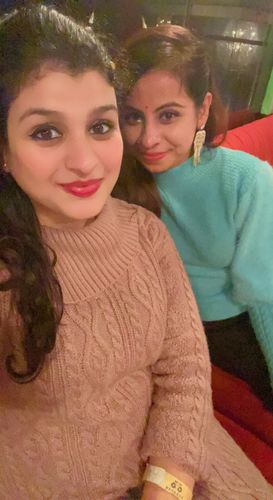 Customer photo review of Rubans Voguish Heart Drop Shimmery Fringe Earrings