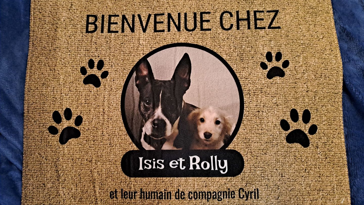 Customer photo review of Photo avec porte-nom - Paillasson personnalisé